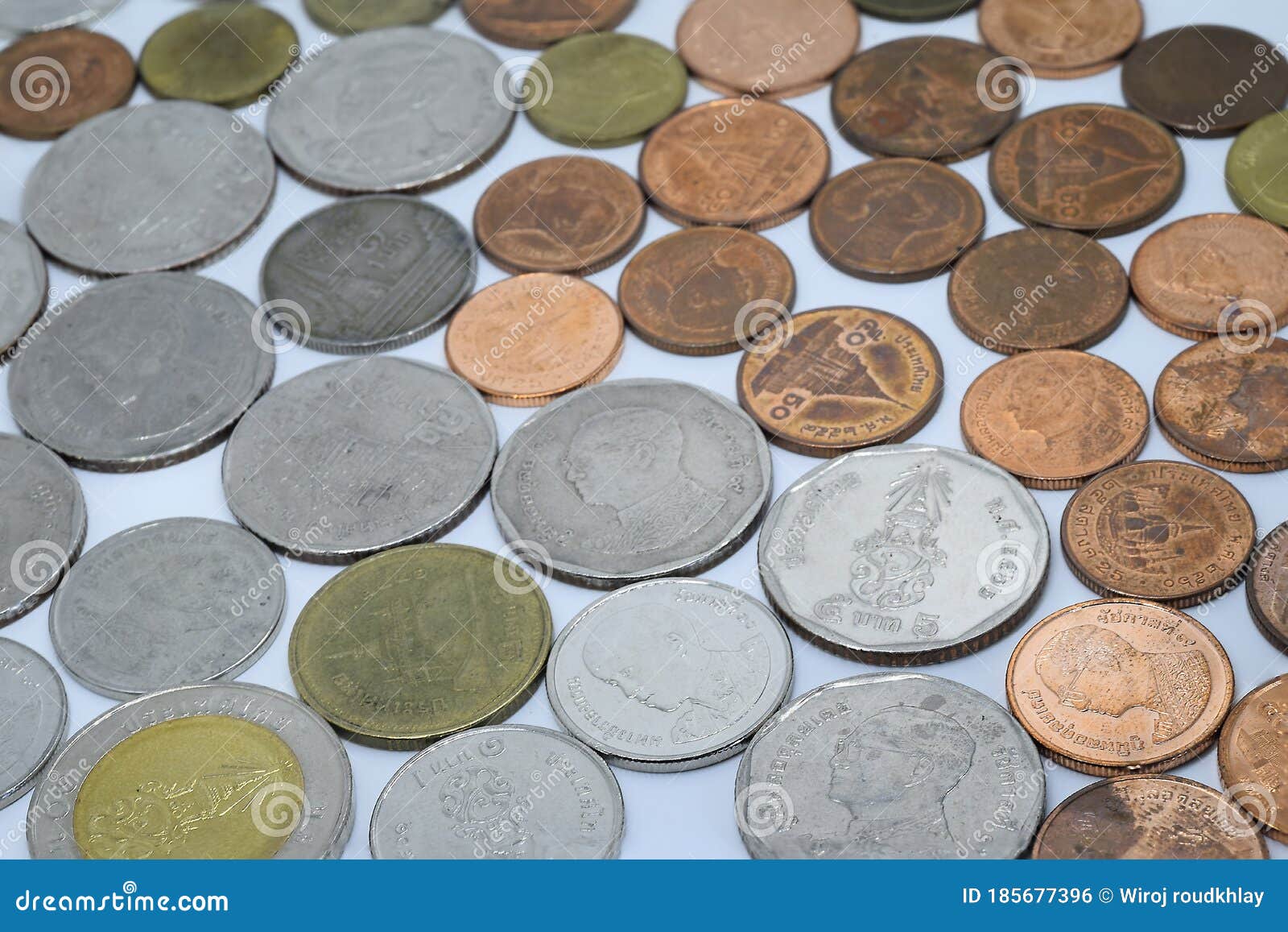 thailand, 28Ã¢â¬â¹ marchÃ¢â¬â¹ 2020.many sizes of thai coins on the table